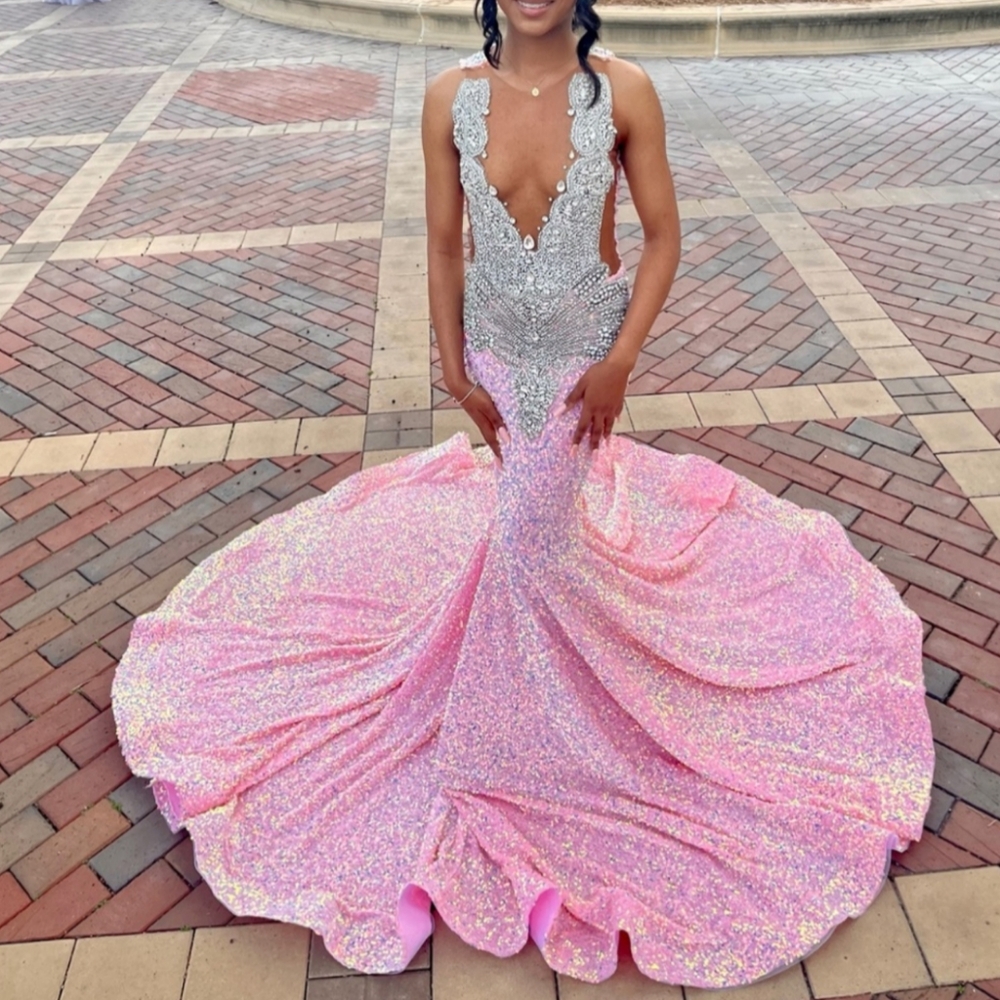 Custom Luxurious Rhinestone Beaded Prom Dress